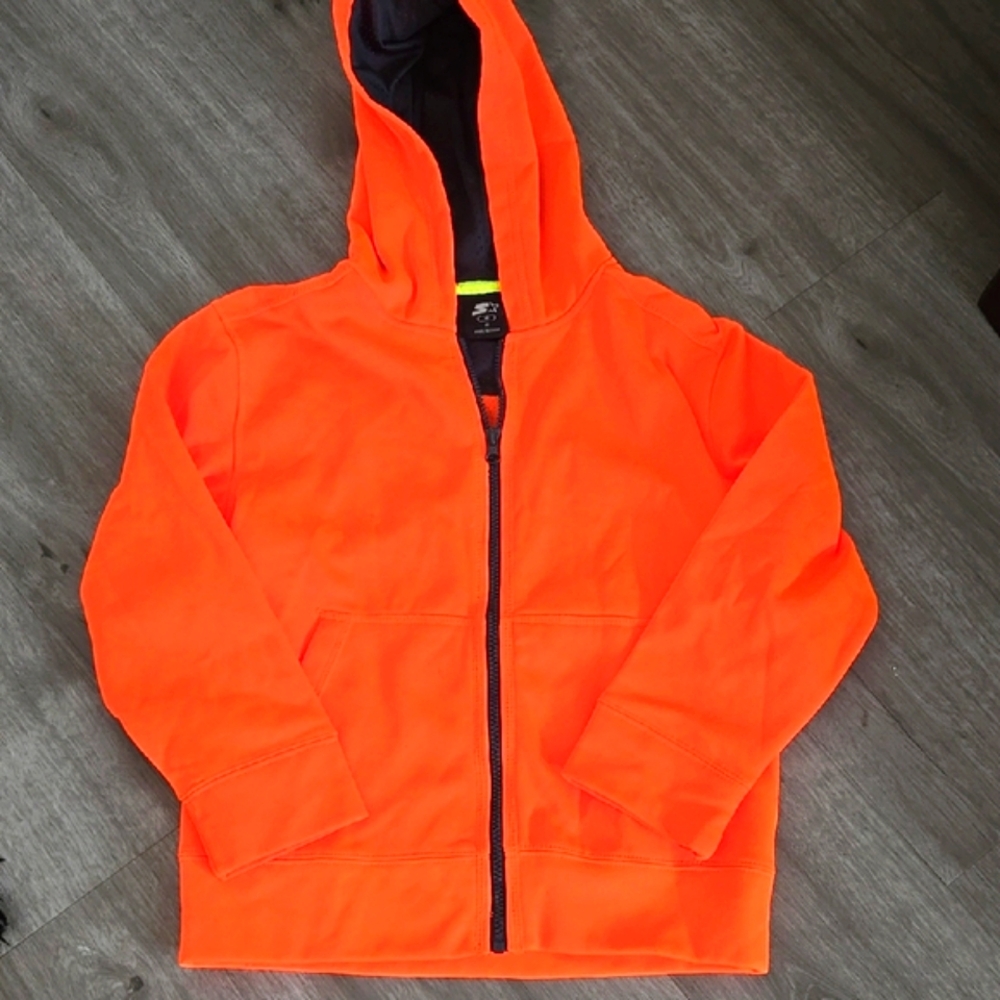 3/$15🌟Bright Orange Hooded Zip-Up Sweatshirt